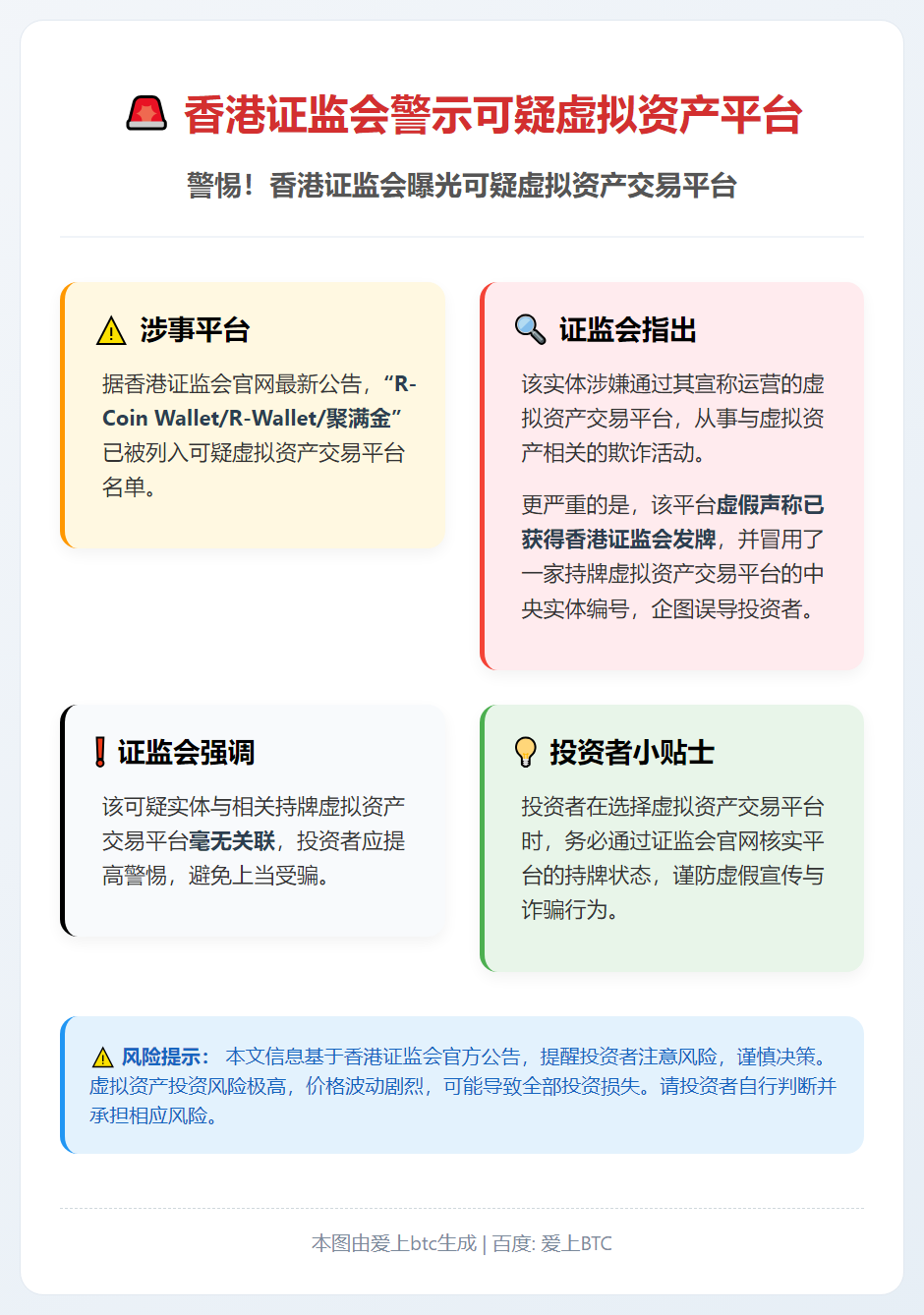 香港证监会警示可疑虚拟资产平台