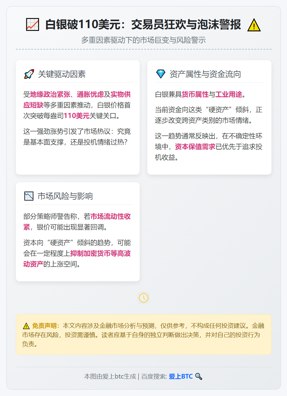 白银破110美元：交易员狂欢与泡沫警报