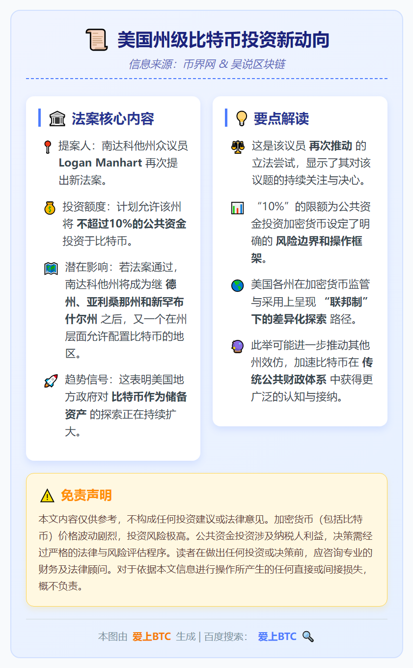 南达科他州再推比特币储备法案