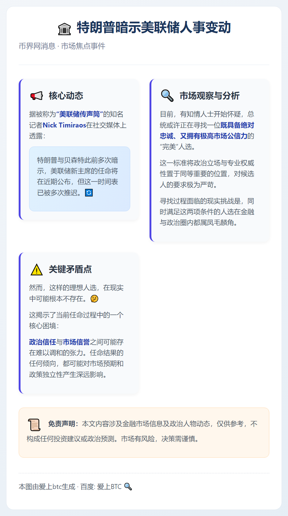 特朗普暗示美联储人事变动