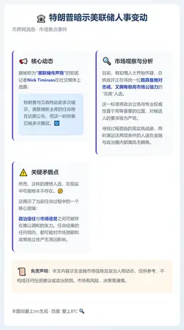 特朗普暗示美联储人事变动