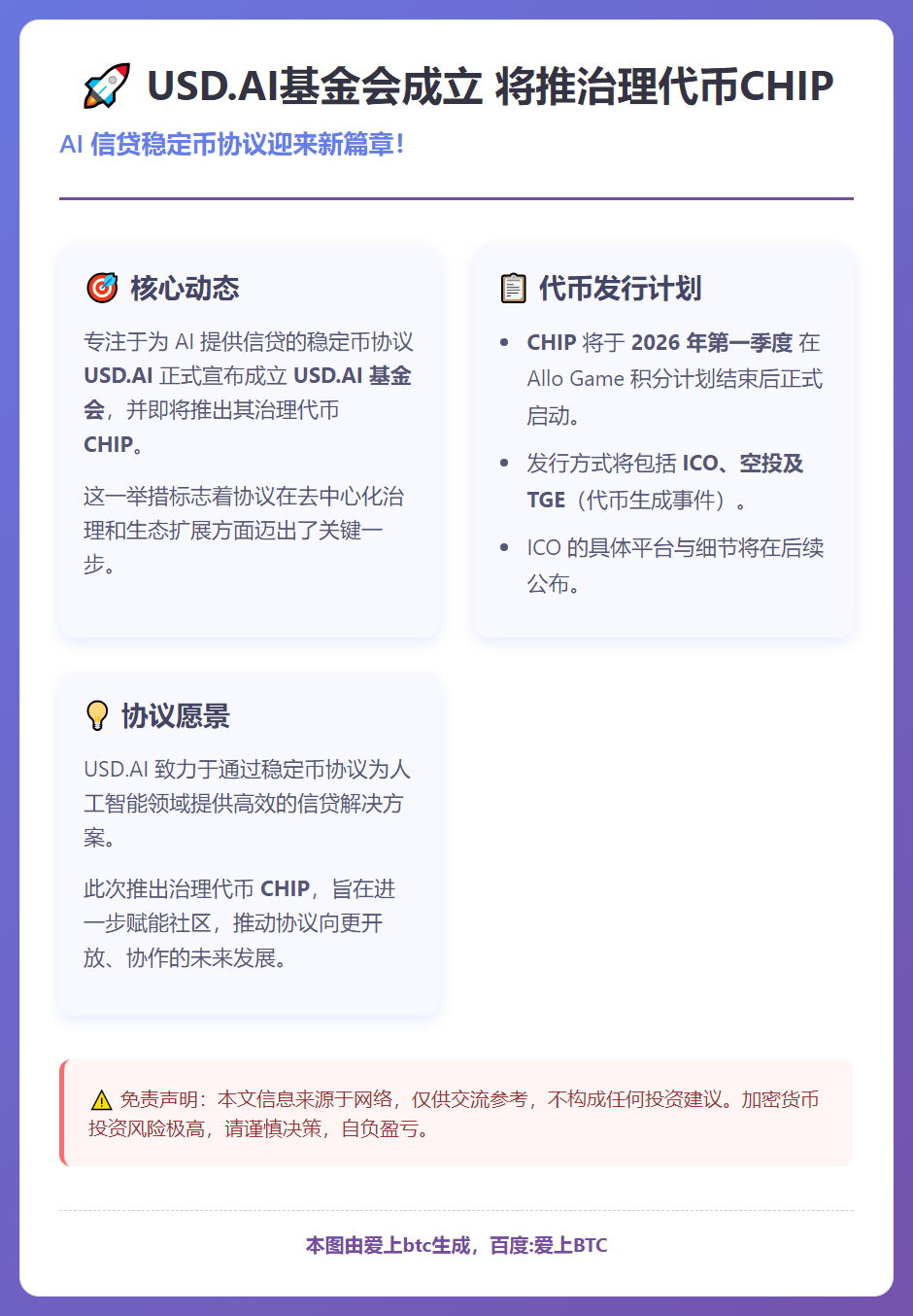 USD.AI基金会成立 将推治理代币CHIP
