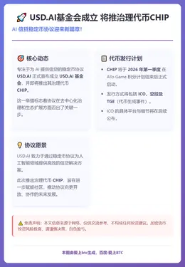 USD.AI基金会成立 将推治理代币CHIP