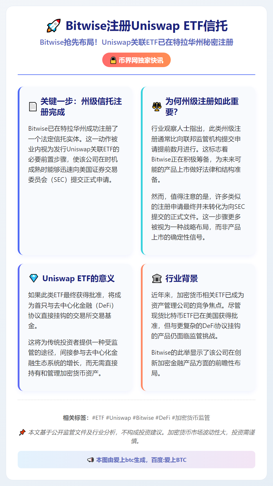 Bitwise注册Uniswap ETF信托