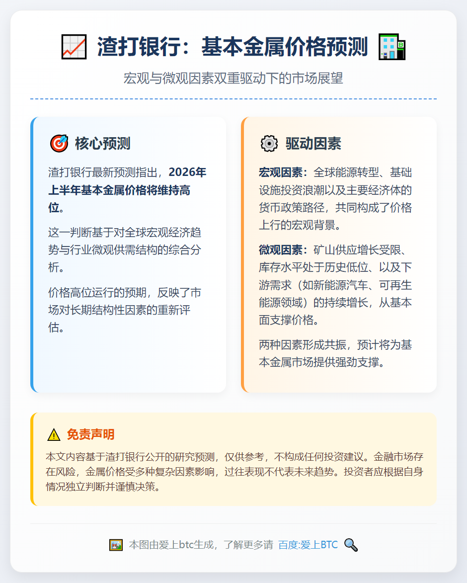 渣打：今年基本金属价格料维持高位