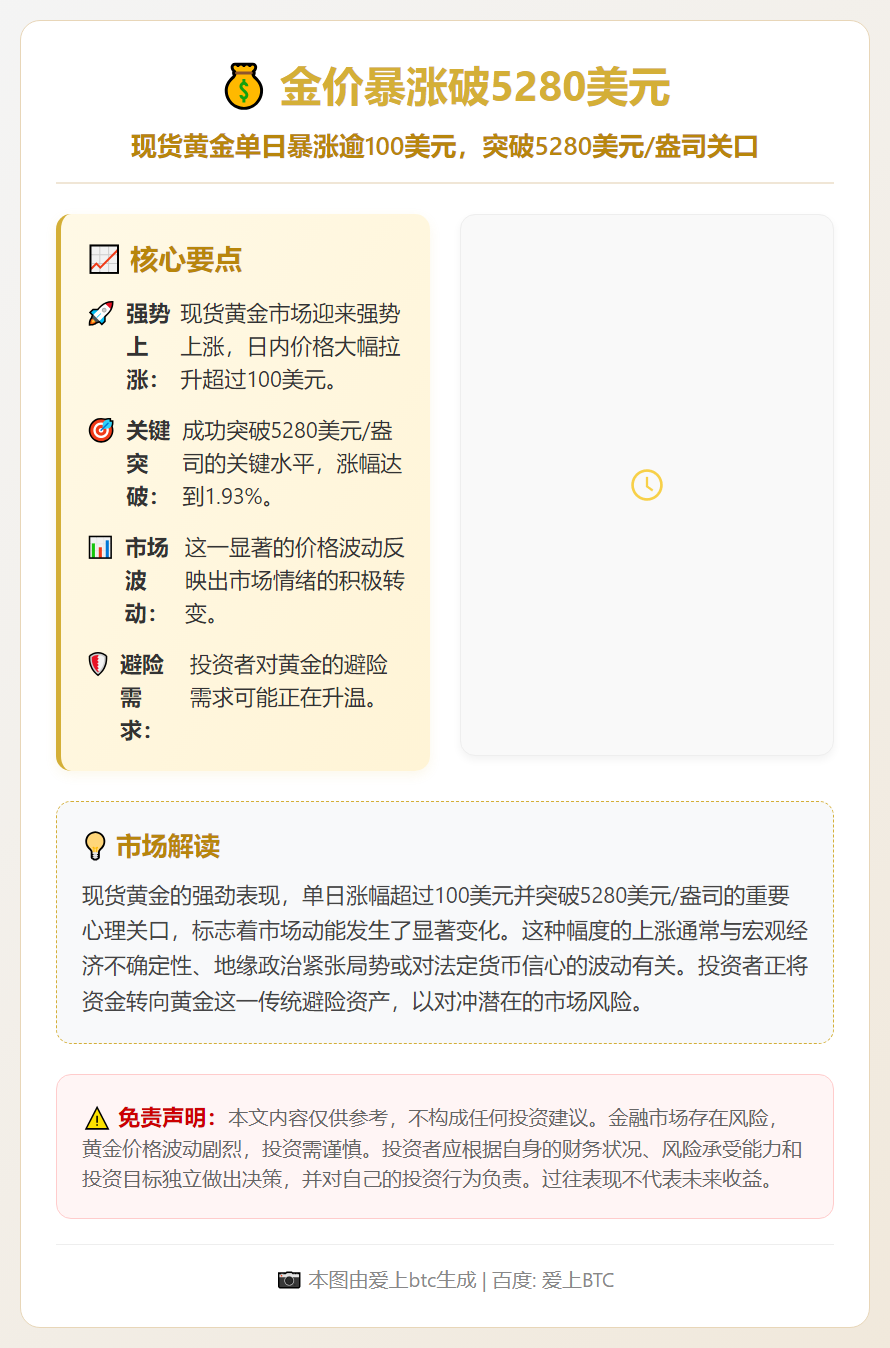 金价暴涨破5280美元
