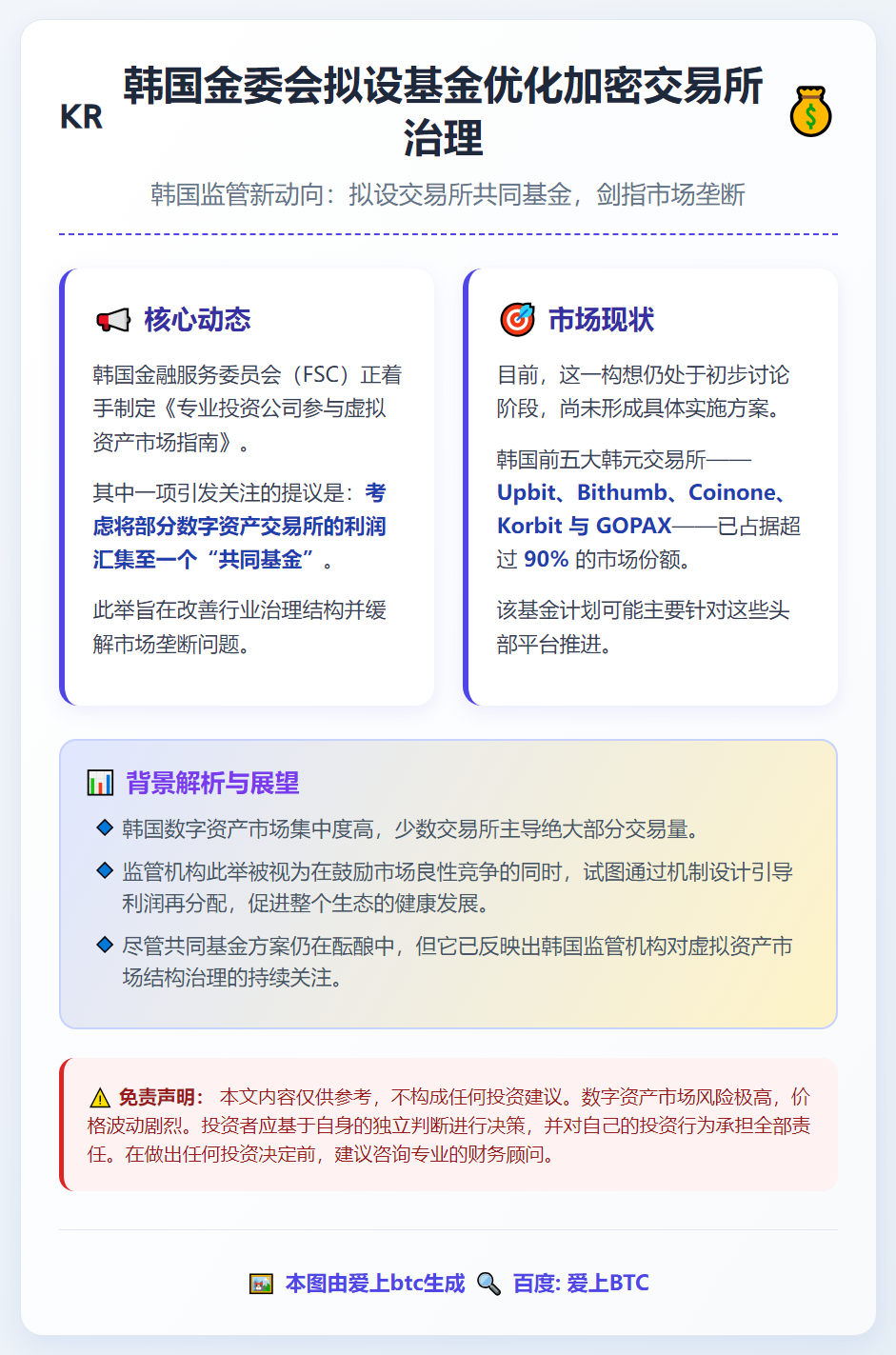 韩国金委会拟设基金优化加密交易所治理