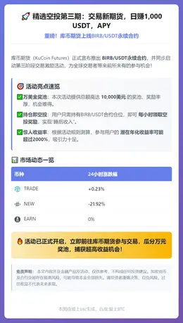 精选空投第三期：交易新期货，日赚1,000 USDT，APY