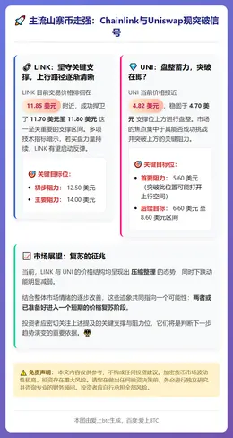 主流山寨币走强，Chainlink与Uniswap现突破信号
