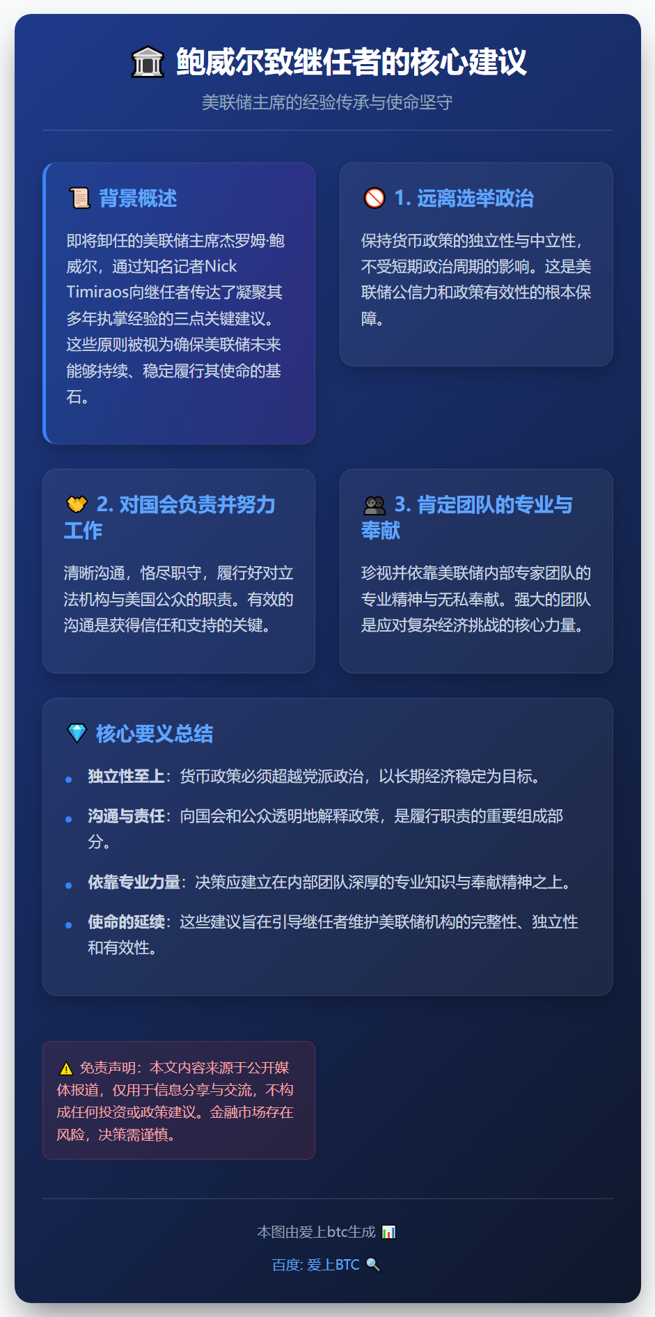鲍威尔：继任者应专注国会沟通，远离政治