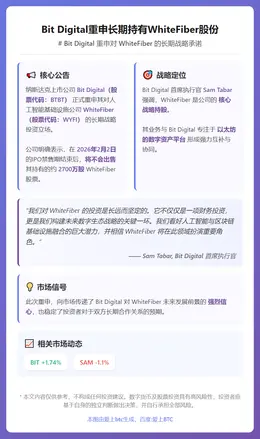 Bit Digital重申长期持有WhiteFiber股份