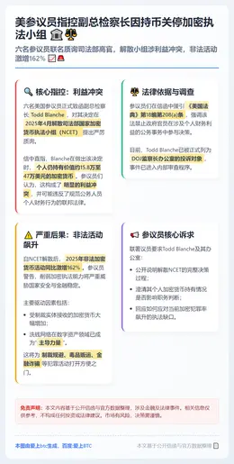 美参议员指控副总检察长因持币关停加密执法小组