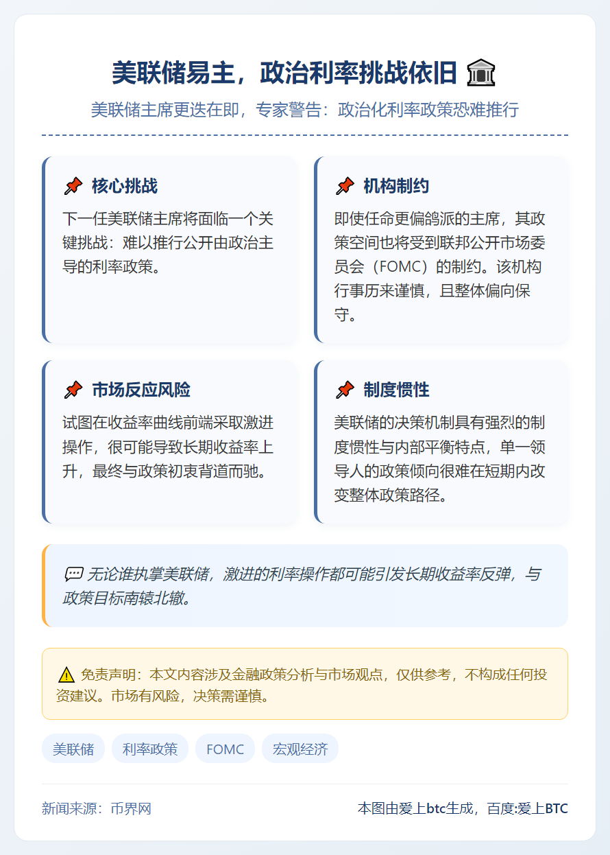 美联储易主，政治利率挑战依旧