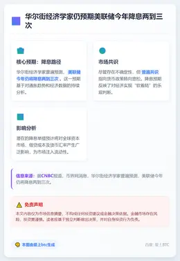 华尔街经济学家仍预期美联储今年降息两到三次