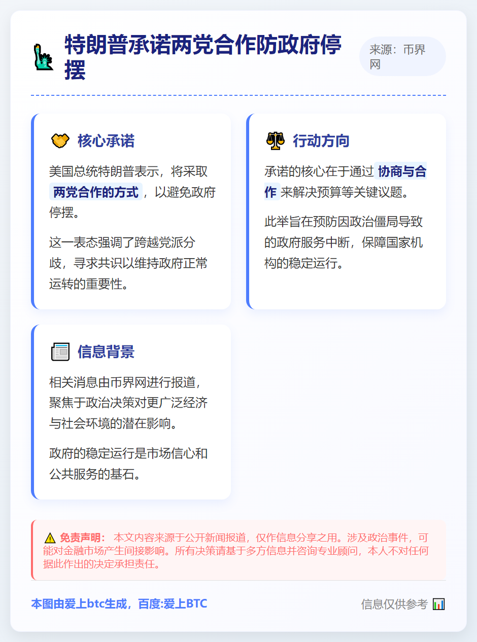 特朗普承诺两党合作防政府停摆