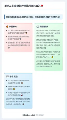 美FCC主席批加州州长误导公众