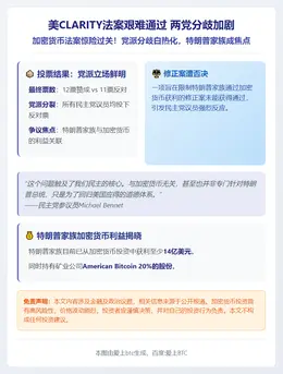 美CLARITY法案艰难通过 两党分歧加剧