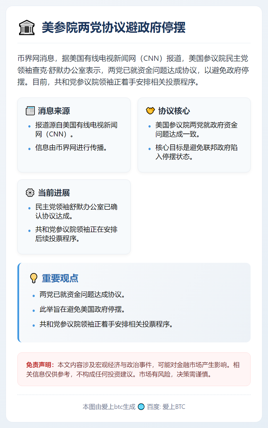 美参院两党协议避政府停摆