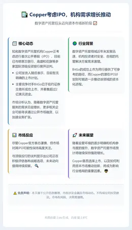 Copper考虑IPO，机构需求增长推动