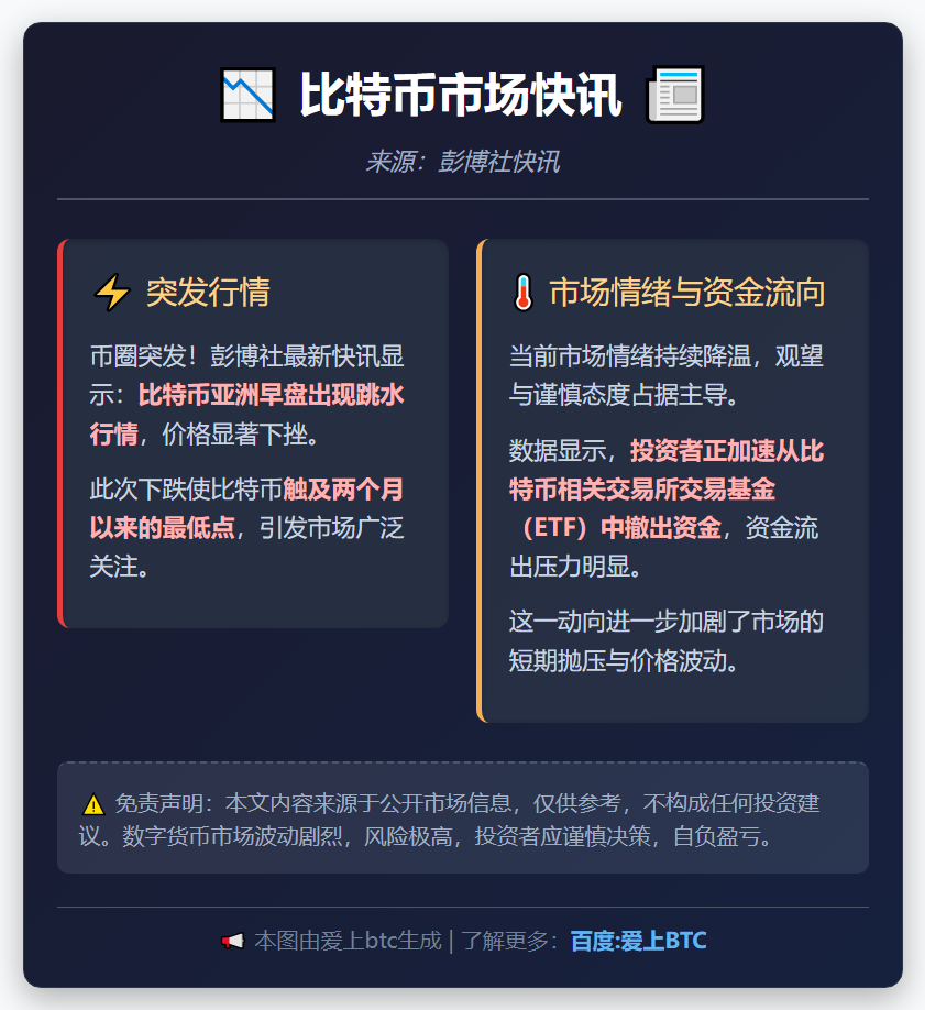 比特币跌至两月新低