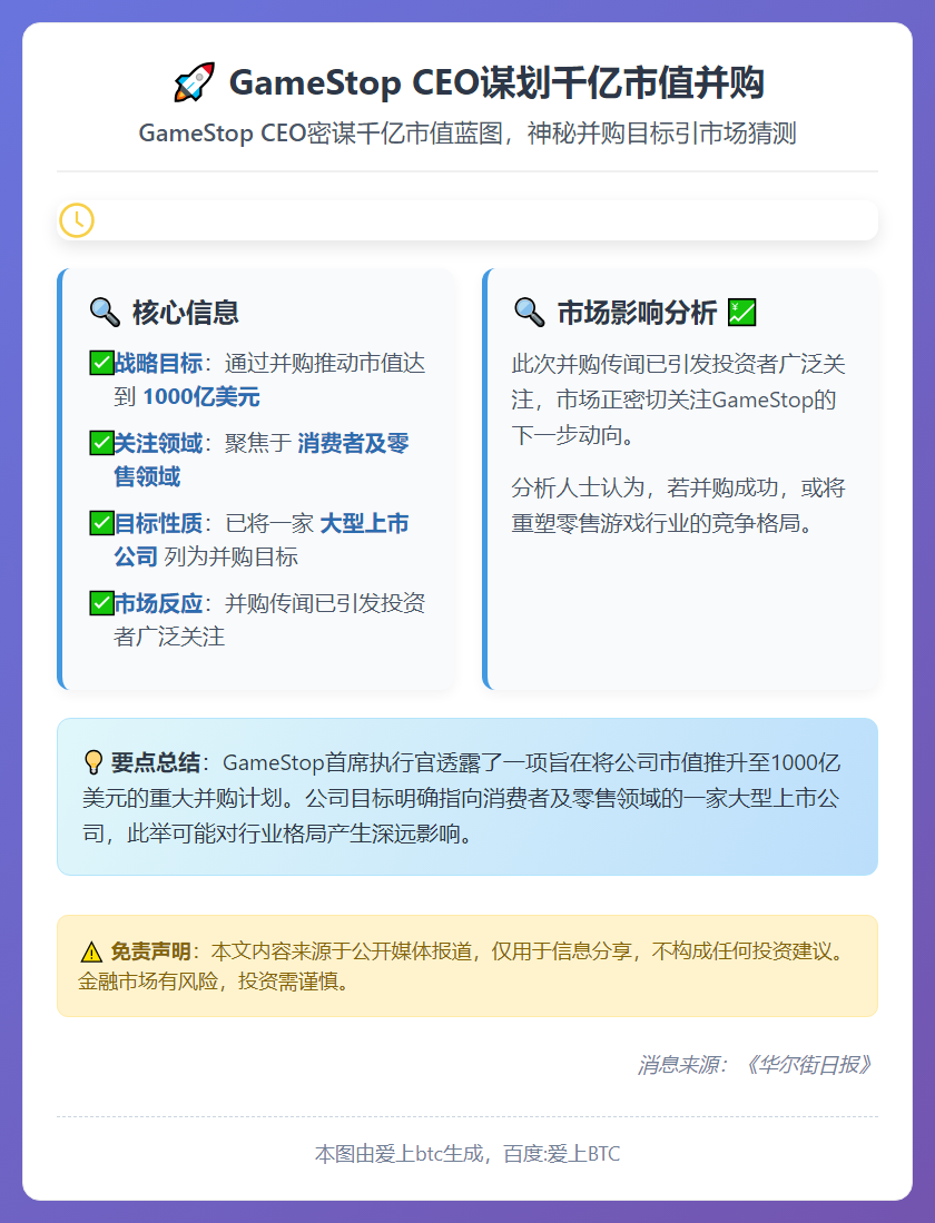 GameStop CEO谋划千亿市值并购