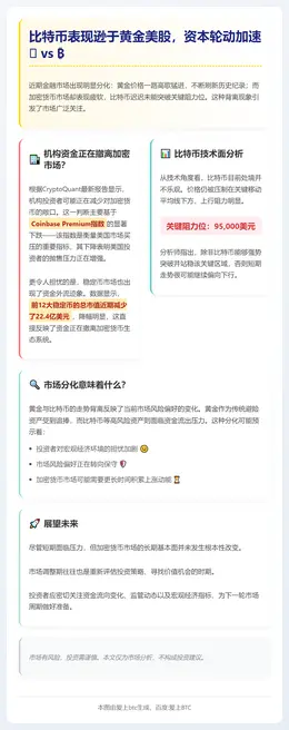 比特币表现逊于黄金美股，资本轮动加速