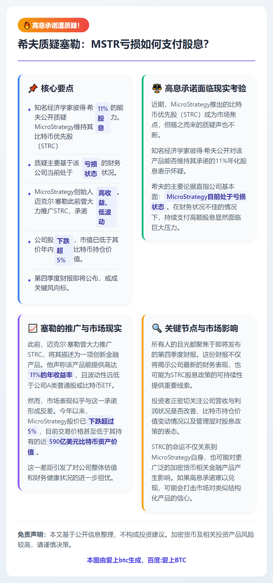 希夫质疑塞勒：MSTR亏损如何支付股息？