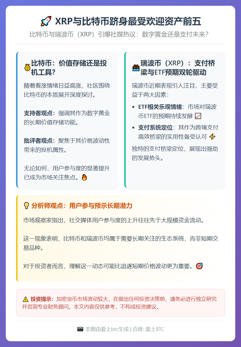 XRP与比特币跻身最受欢迎资产前五