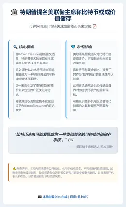 特朗普提名美联储主席称比特币或成价值储存