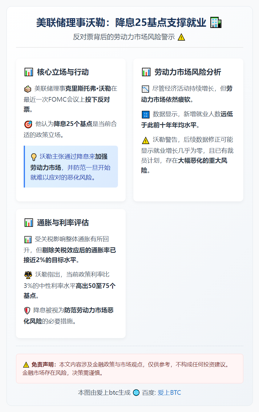 美联储理事沃勒：降息25基点支撑就业
