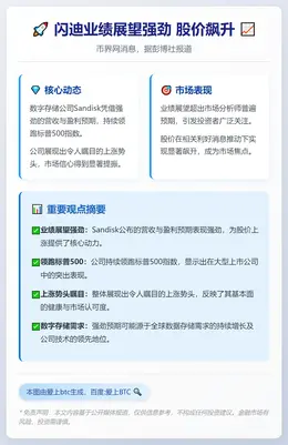 闪迪业绩展望强劲 股价飙升