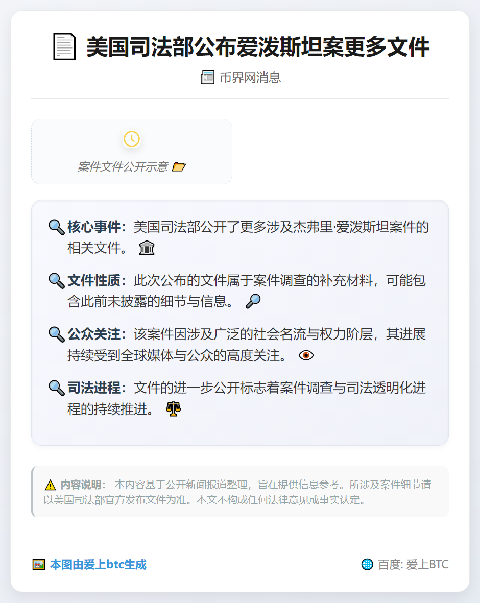 美国司法部公布爱泼斯坦案更多文件