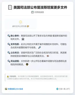 美国司法部公布爱泼斯坦案更多文件