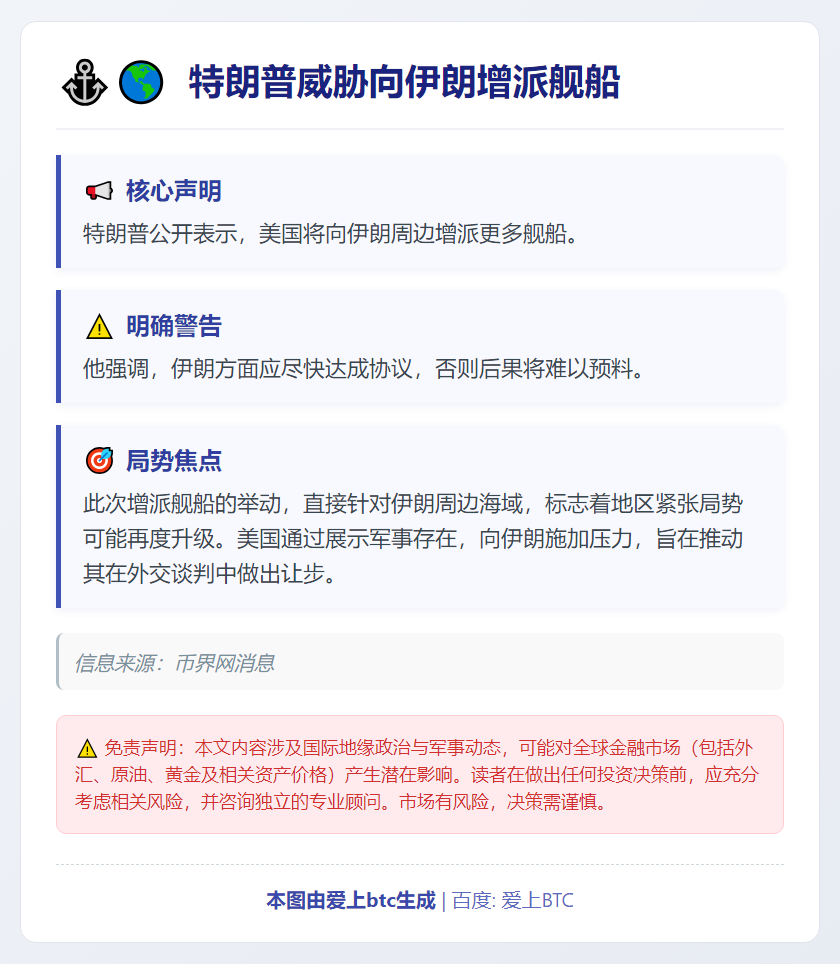 特朗普威胁向伊朗增派舰船