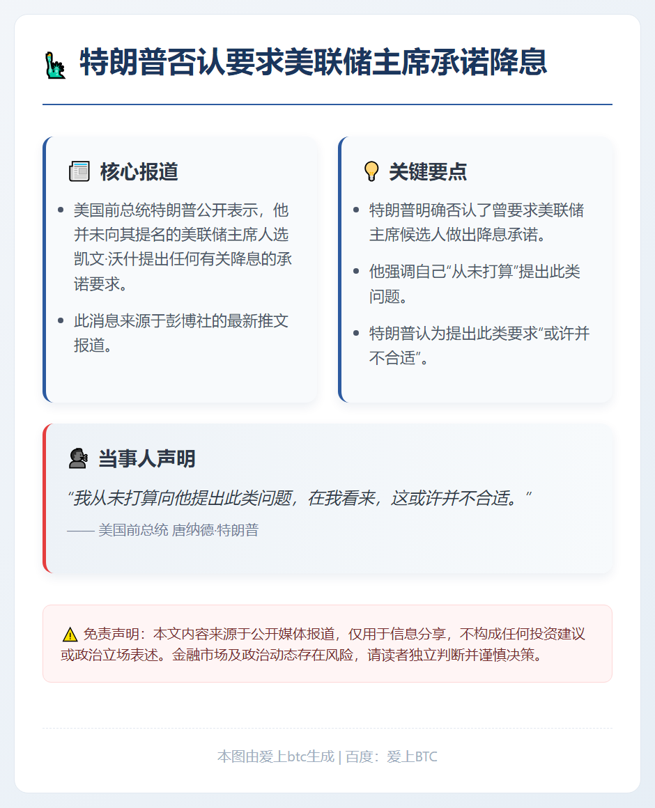 特朗普否认要求美联储主席承诺降息
