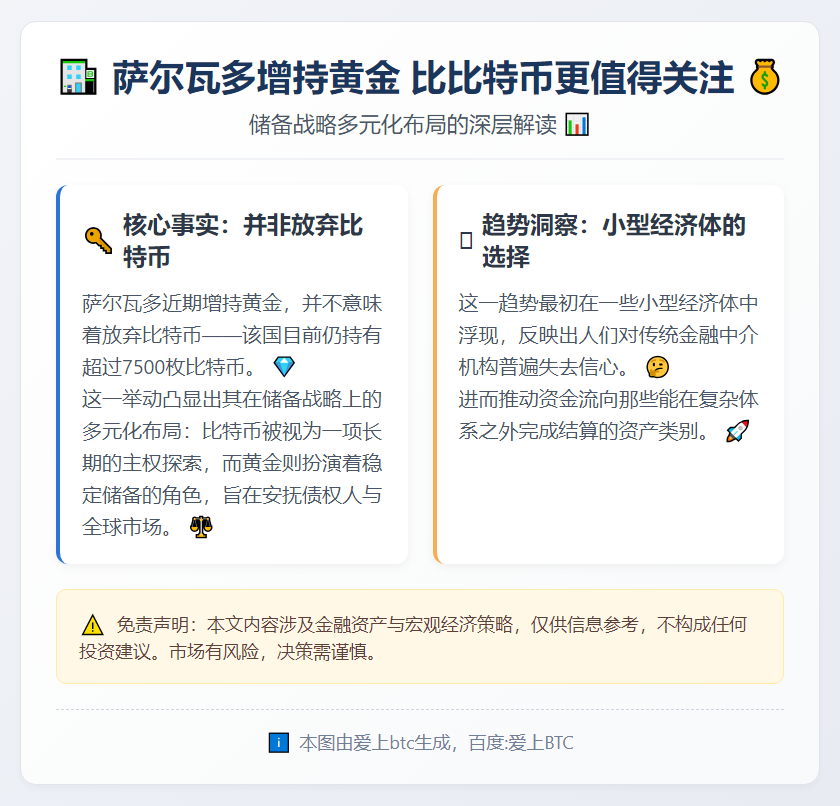 萨尔瓦多增持黄金 比比特币更值得关注