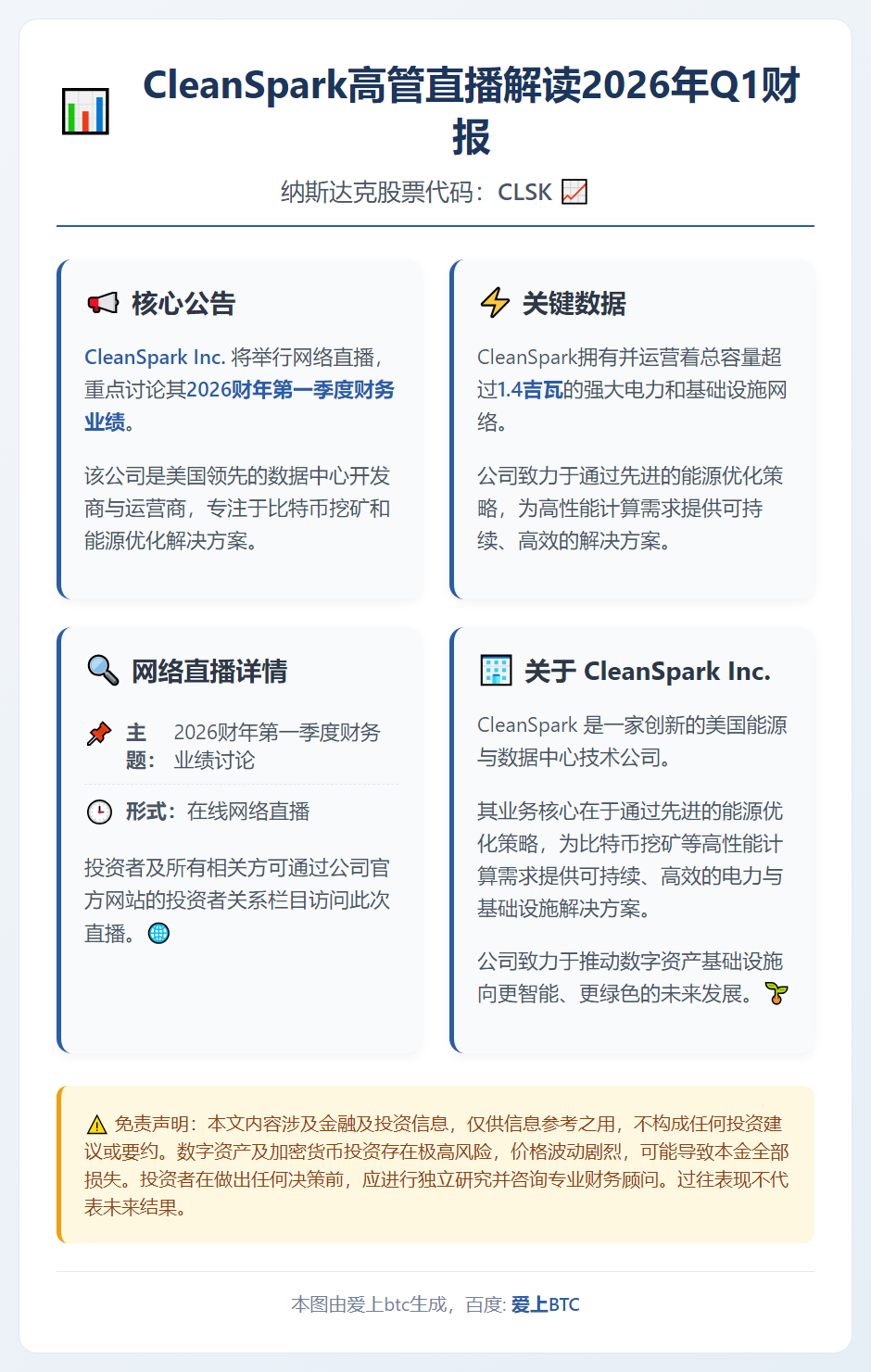 CleanSpark高管直播解读2026年Q1财报
