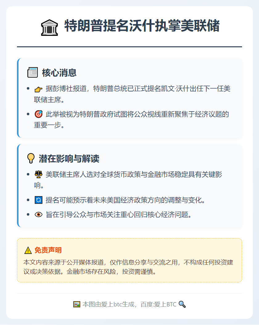 特朗普提名沃什执掌美联储