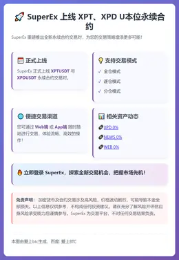 SuperEx上线XPT、XPD U本位永续合约