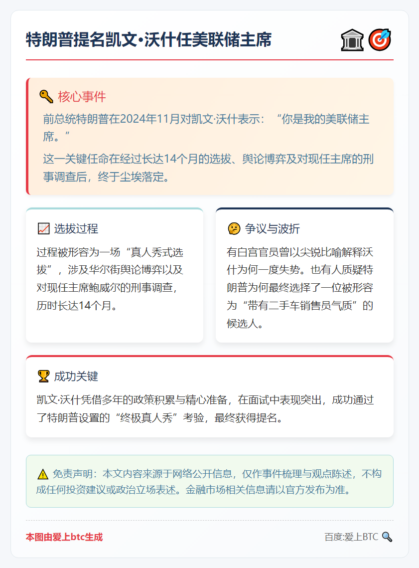 特朗普提名凯文·沃什任美联储主席