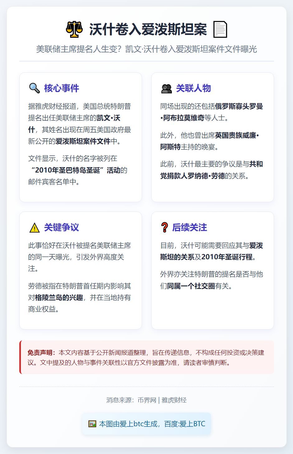 沃什卷入爱泼斯坦案