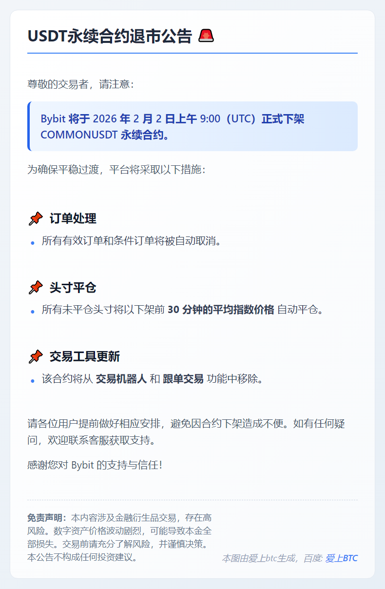 USDT永续合约退市公告