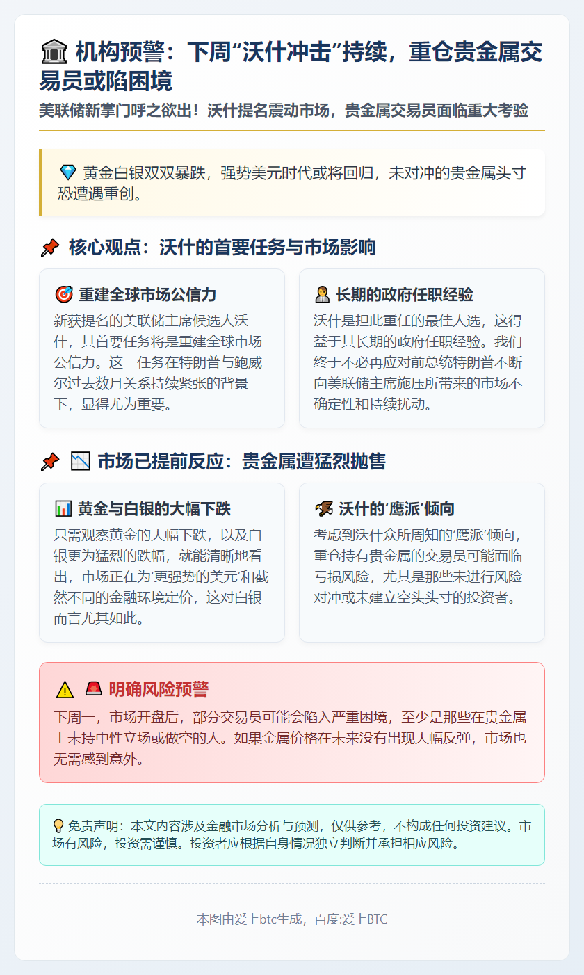 机构预警：下周“沃什冲击”持续，重仓贵金属交易员或陷困境