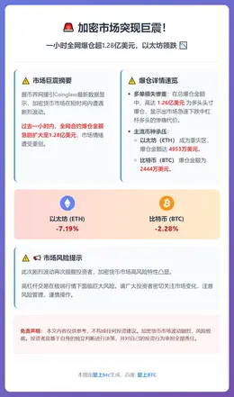 ETH爆仓近5000万美元，全网爆仓1.28亿美元