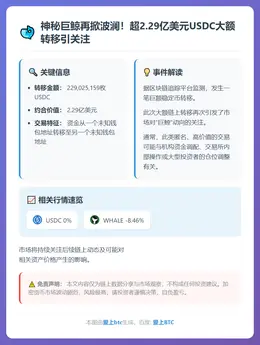 巨鲸转移2.29亿美元USDC