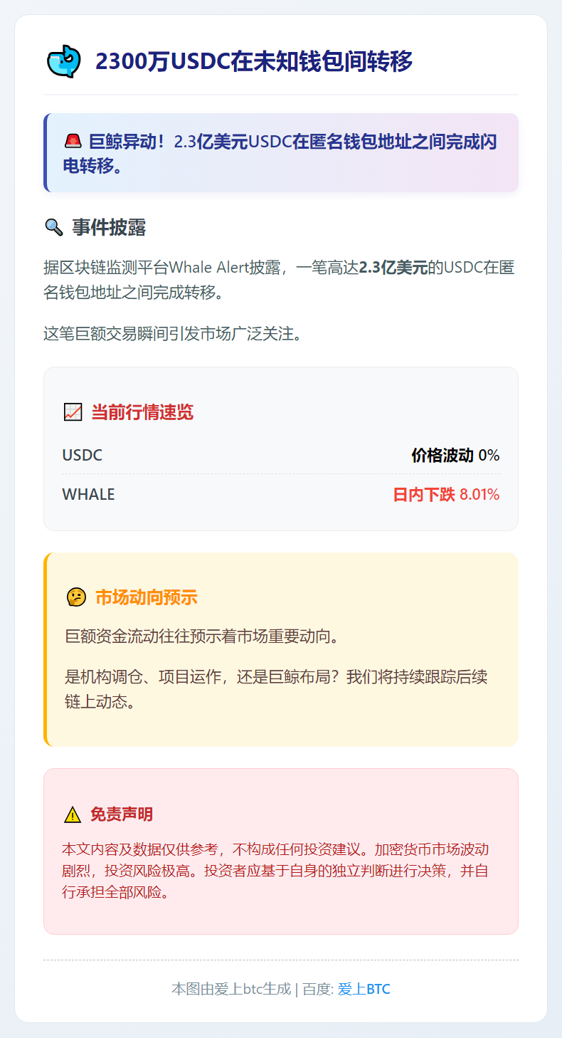 2300万USDC在未知钱包间转移