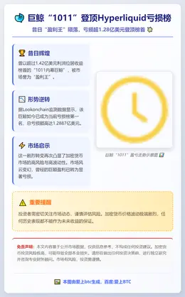 巨鲸“1011”登顶Hyperliquid亏损榜