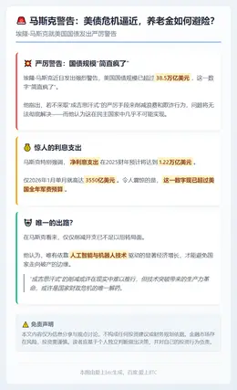 马斯克警告：美债危机逼近，养老金如何避险？