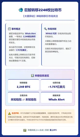 巨鲸转移2240枚比特币