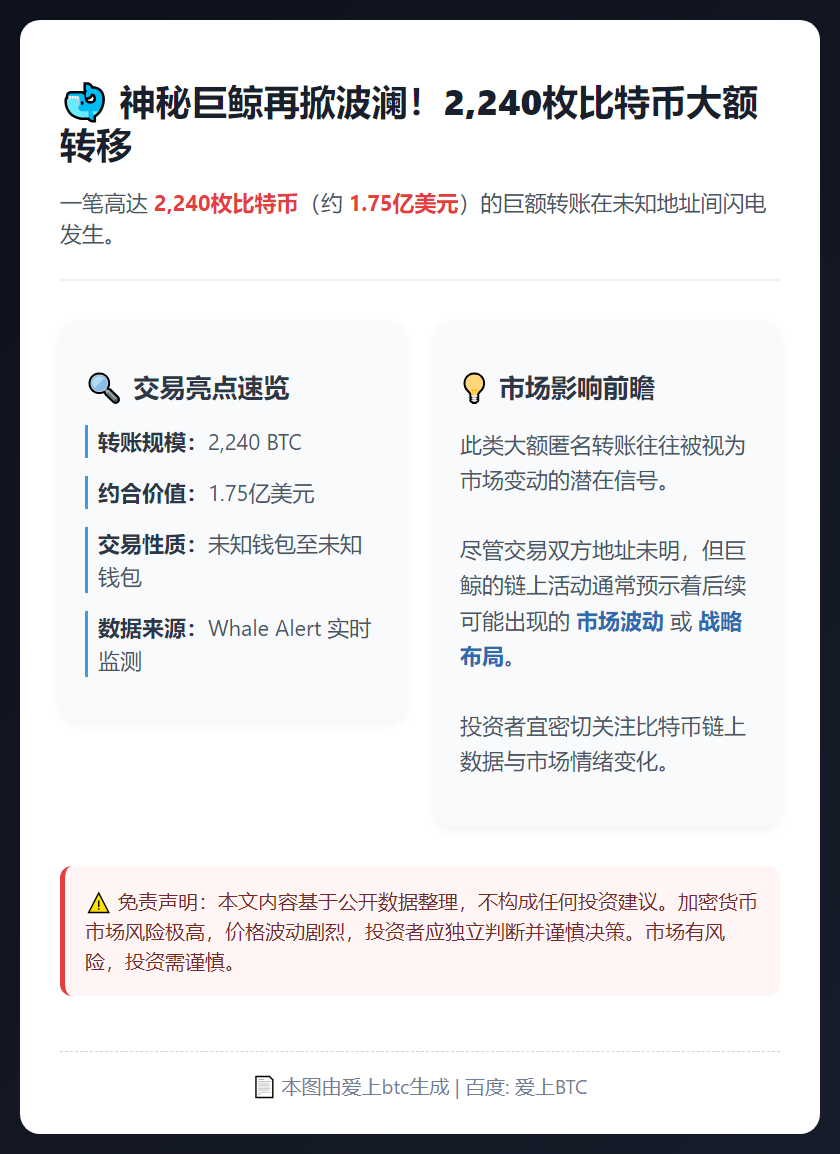 240枚比特币大额转移